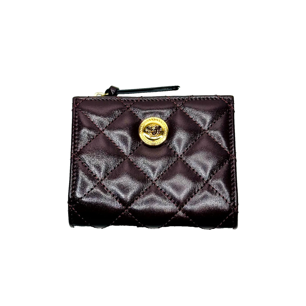 Versace Medusa Burgundy Red Bifold Quilted Leather Wallet NWT $625